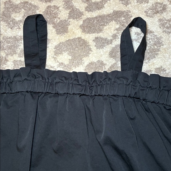 EVERLANE Paper Bag Dress Black Elastic Top Pockets Mini Adjustable Strap Medium - Picture 7 of 8